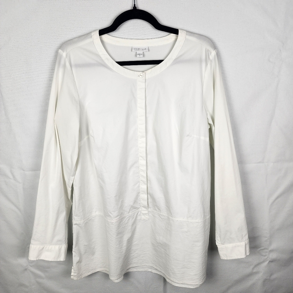J. Jill‎ White Shirt Collection Long Sleeve Tunic Blouse Top Womens Medium
